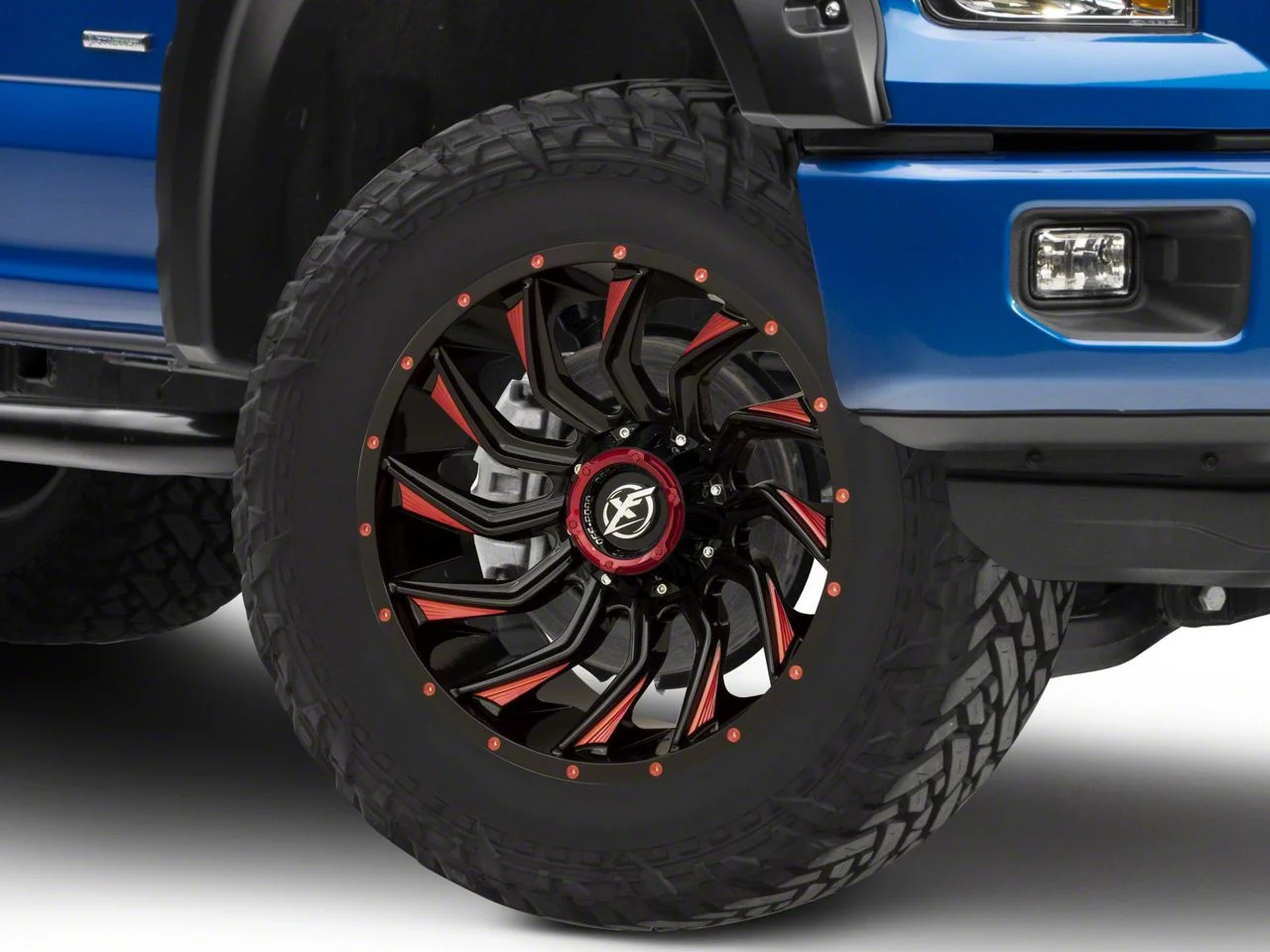 XF Offroad XF-224 Gloss Black Red Milled 6-Lug Wheel; 20x10; -12mm Offset (15-20 F-150)