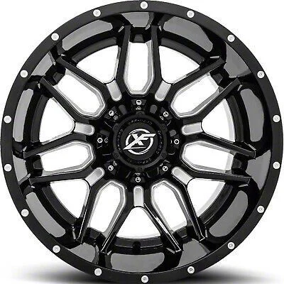 XF Offroad XF-222 Gloss Black Milled 6-Lug Wheel; 22x12; -44mm Offset (21-26 F-150)