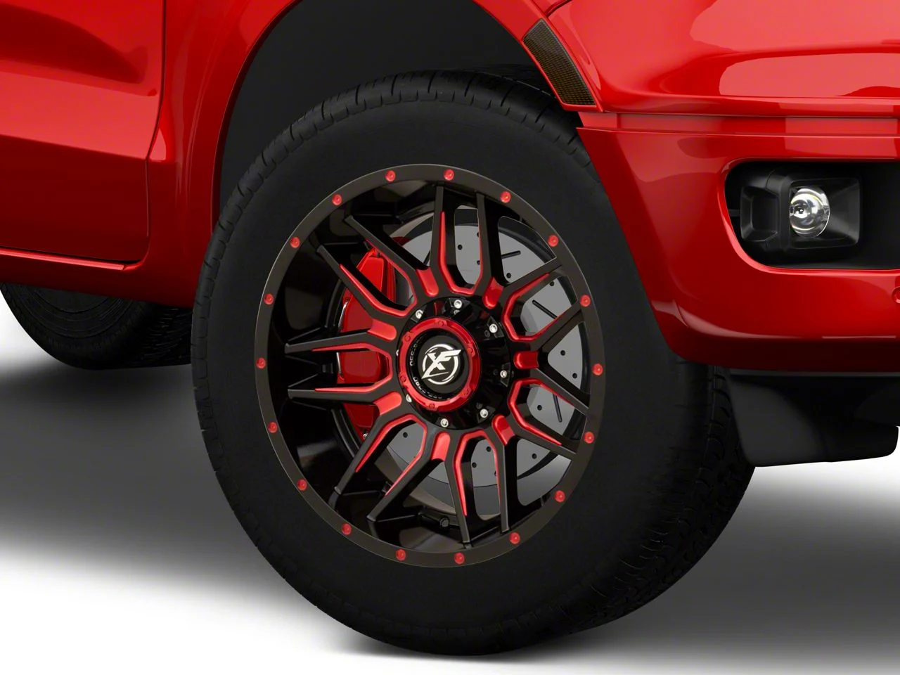 XF Offroad XF-222 Gloss Black Red Milled 6-Lug Wheel; 20x10; -24mm Offset (19-23 Ranger)