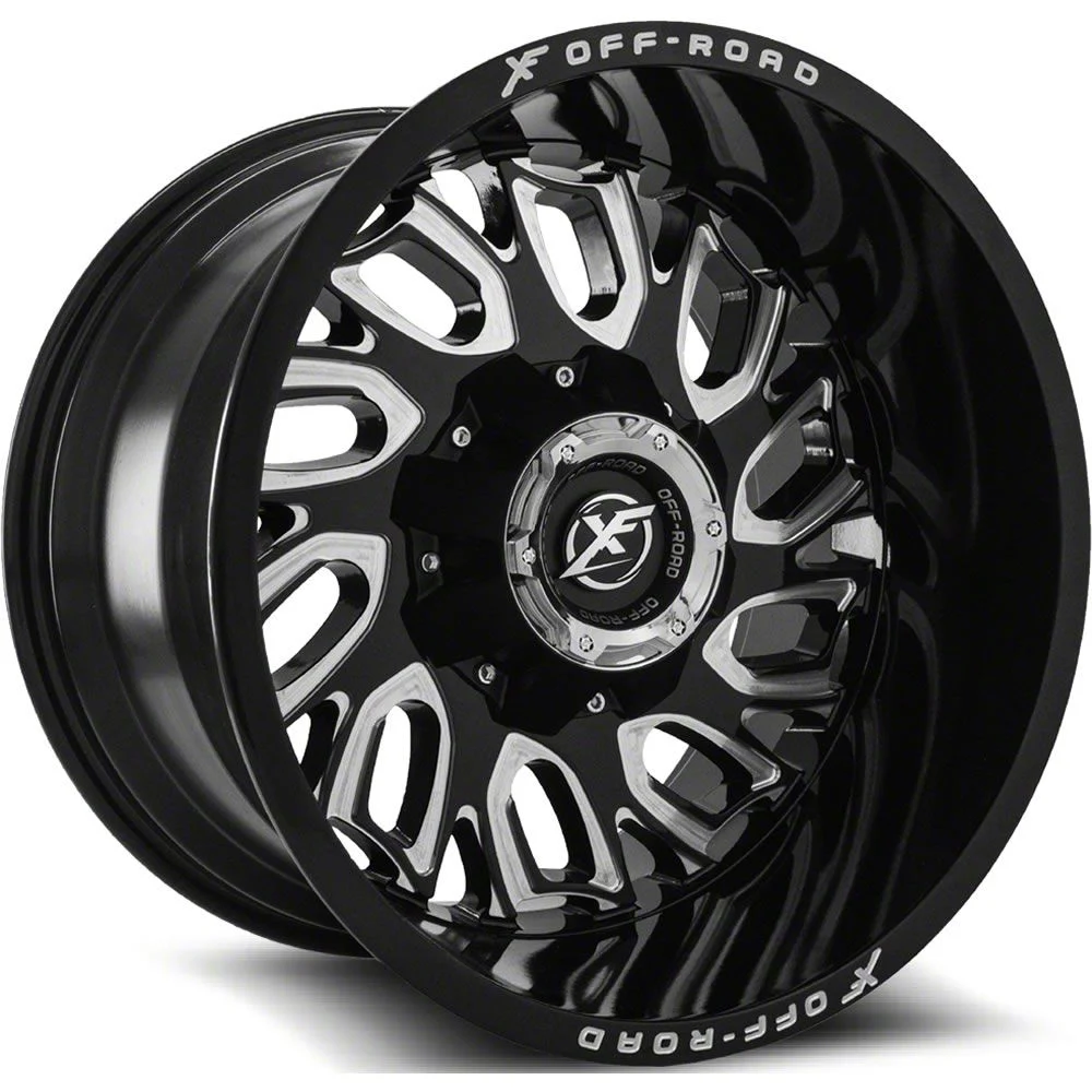 XF Offroad XF-207 Gloss Black Milled 8-Lug Wheel; 20x9; 0mm Offset (20-26 Sierra 3500 HD SRW)