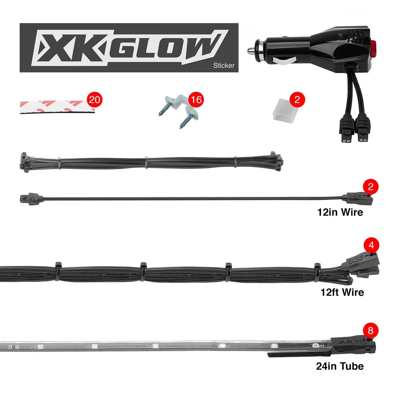 XK Glow 24-Inch Underglow LED Accent Light Kit; Amber (Universal; Some Adaptation May Be Required)