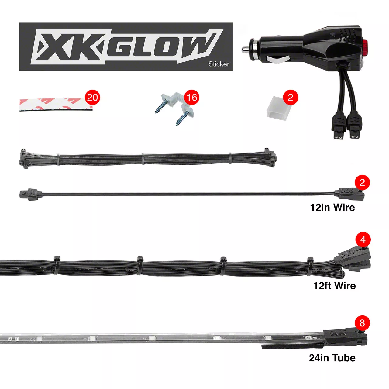 XK Glow 24-Inch Underglow LED Accent Light Kit; Pink (Universal; Some Adaptation May Be Required)