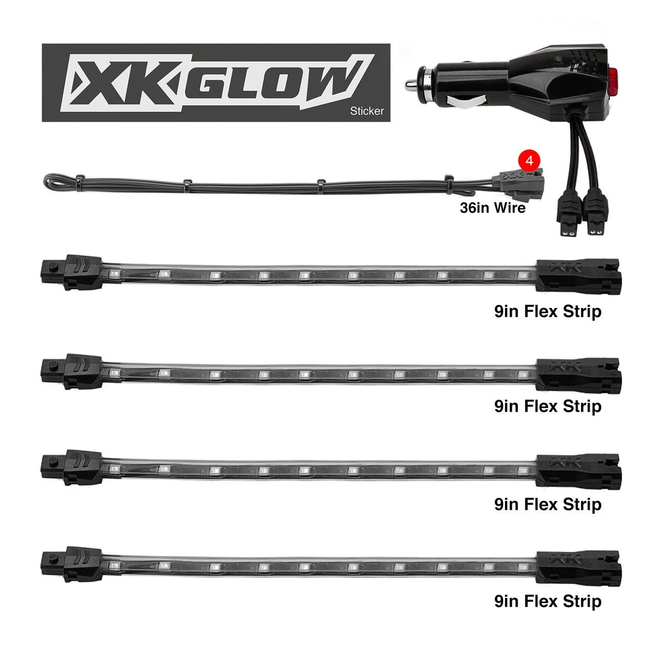 XK Glow 8-Inch Interior LED Accent Light Kit; Amber (Universal; Some Adaptation May Be Required)