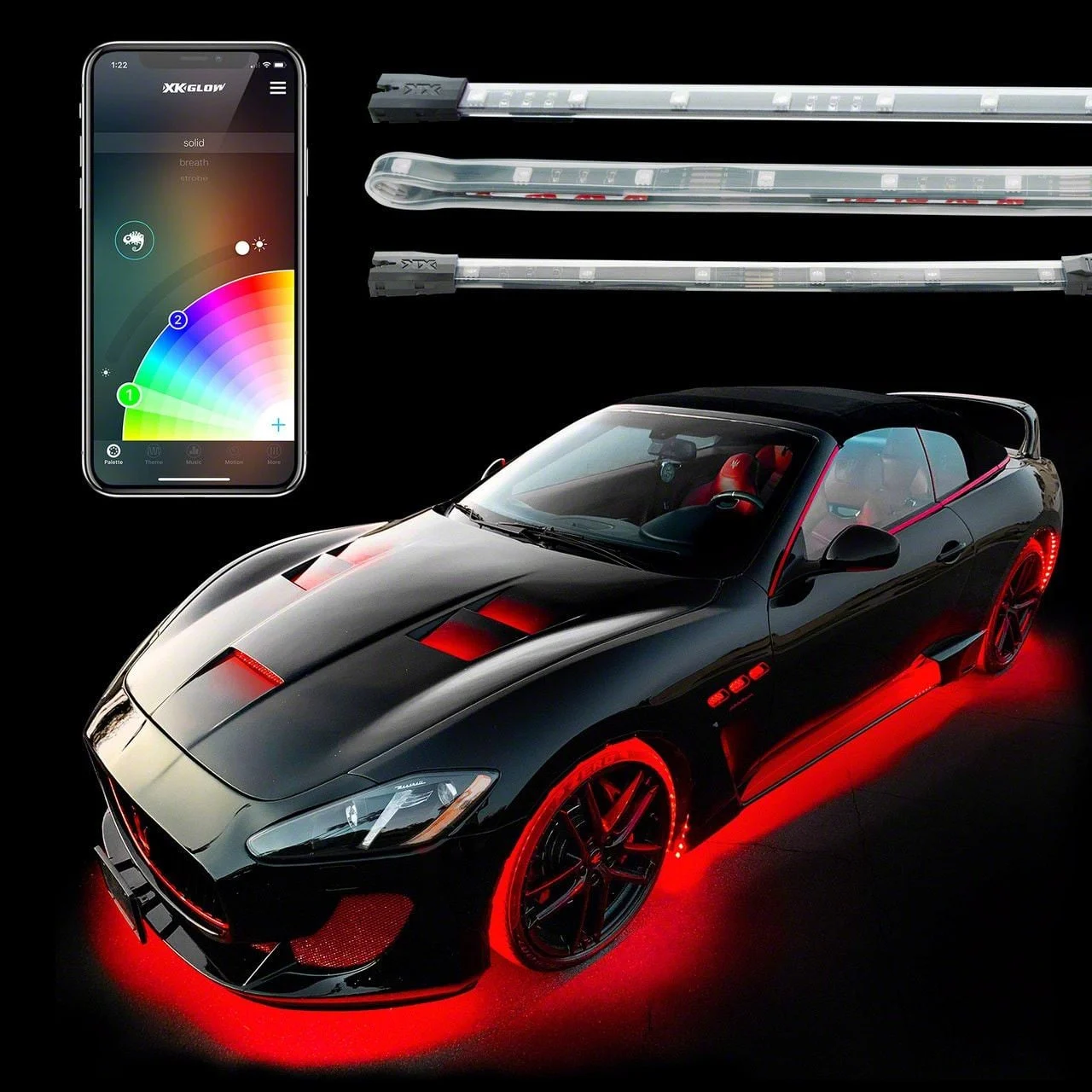 XK Glow Underbody LED Accent Light Kit with Dual-Mode Dash Mount Controller Upgrade (Universal; Some Adaptation May Be Required)