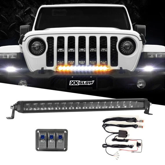 XKGLOW XK064020-DFS-KIT 20" Fog & Strobe with High Beam LED Razor SAE Light Bar Kit