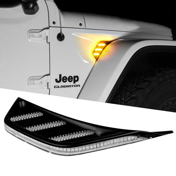 XKGLOW  Amber Fender Vent Turn Signal & Running Light for 18-26 Jeep Wrangler JL & Gladiator JT
