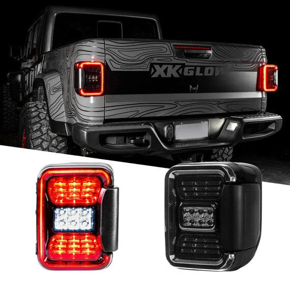XKGLOW XK041028 LED Smoked Lens Tail Light Kit for 20-26 Jeep Gladiator JT